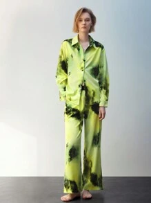 Maija Ensemble Deux Pièces Chemise Et Pantalon À Épaules Tombantes Tie-dye Pour Femme