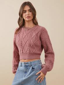 WESTFADE Bow Back Cable Coquette Sweater - Redwood - View 4