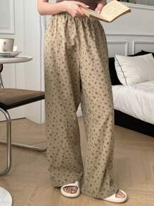 DAZY Floral All-Over Print Relaxed Fit Lounge Pants, Casual Daily Wear Pajama, Fall