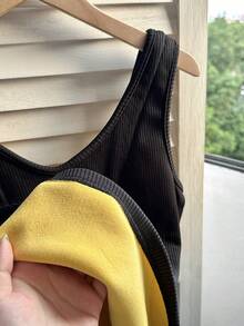 SHEIN LUNE Áo lót cổ lọ lót nhiệt dày cho mùa thu đông - màu đen - Xem 5