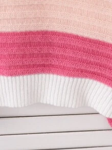 Tween Girl Autumn/Winter Colorful Striped Turtleneck Loose Casual Sweater Pullover, Thick Fuzzy, Suitable For Outdoor Activities, Parties And Casual Outings