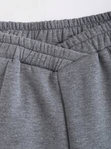 SHEIN Unity Women's Solid Color Asymmetrical Waist Casual Thermal Lined Sweatpants - Grey - View 5