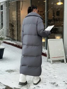 EURMUSE MAXI OVERSIZE DARK GREY PUFFER WINTER COAT - Dark Grey - View 2