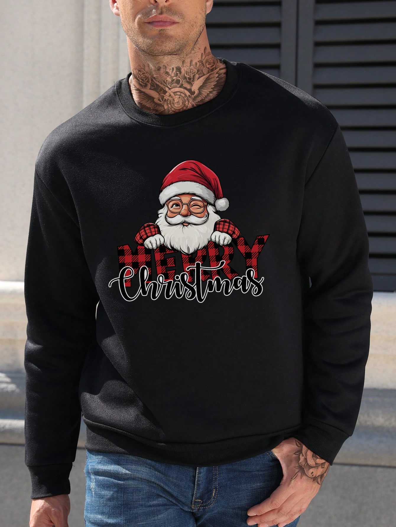 Manfinity Dauomo Men's Casual Crew Neck Christmas Graphic Sweatshirt, Autumn/Winter
