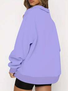 INAWLY Sudadera de mujer con media cremallera, cuello alto y manga larga de un solo color, blusas de manga larga