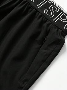 Gym Rark 男友风男士字母条纹休闲健身宽松运动短裤，健身服，运动短裤，黑色运动裤 - 黑色 - 查看 3