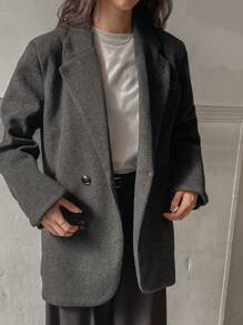 DAZY Women's Business Casual Warm Padded Loose Blazer Jacket