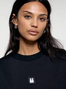 AiiRZ 超大落肩徽标圆领 T 恤 - 黑色 - 查看 4