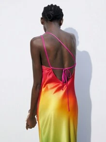 Maija 女士渐变色花卉印花无袖连衣裙，优雅时尚 - 彩色 - 查看 3