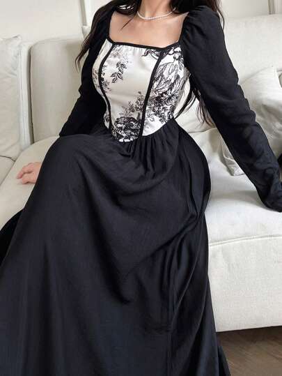 Modelyn Vestido largo de manga larga elegante para mujer, vestidos largos de noche de otoño