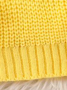 SHEIN Vintaside Kids Baby Girl Elegant Floral Knitted Sweater, Soft & Comfortable, Suitable For Casual, Outings, Parties, Autumn & Winter - Yellow - View 5