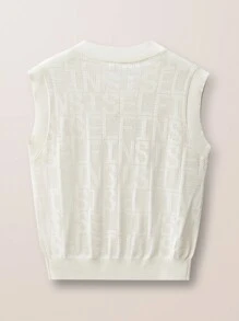 Manfinity VCAY Men's Loose Knit V-Neck Sweater Vest, Suitable For Autumn And Winter - White - View 11