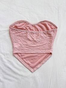 Soleia Parte superior de tubo con textura y bajo asimétrico de unicolor para mujer, verano - Rosa - Ver 2
