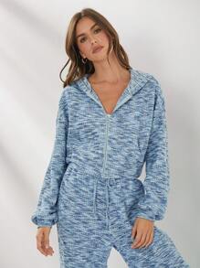 WESTFADE Waffle Spacedye Zip Hoodie - Blue - View 3