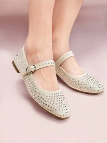 CUCCOO DOLLMOD Women's Fashionable Apricot Ballerina Mary Jane Flat Shoes, Cute And Sweet For Students Fall