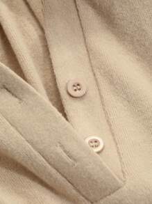 DAZY 女式纯色简约翻领羊毛长袖上衣和裤子睡衣套装秋冬