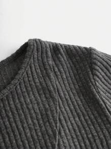 SHEIN Girlism Robe mini grise chiné foncée asymétrique à côtes tricotées et volants à l'ourlet, pour adolescentes, pour l'automne/hiver