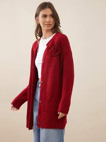 WESTFADE Rosette Sweater Cardigan - Burgundy - View 6