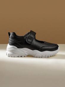 CUCCOO EASI Women's Thick Sole Hook And Loop Comfortable Casual Sports Shoes Tainers - Black - View 9