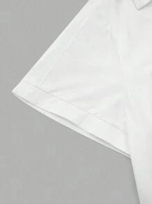 SHEIN Clasi 大尺碼女款純色短袖連身衣 - 白色 - 查看 4