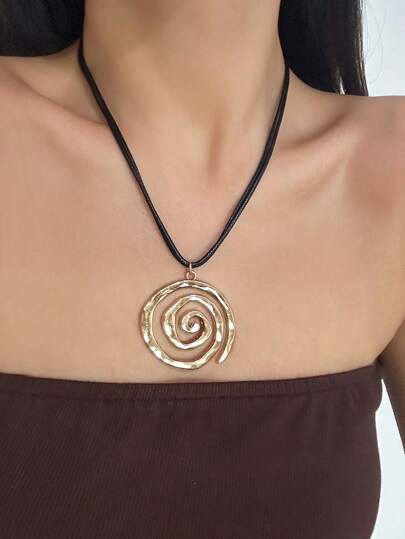 Fairycore 1 Stück modische geometrische Spiral Anhänger Halskette