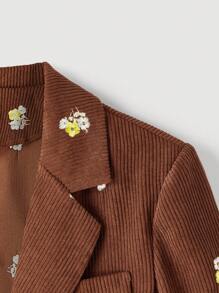 SHEIN MOD Áo khoác blazer cổ điển màu nâu nhung thêu, Áo khoác mùa đông Áo khoác cổ điển, Trang phục công sở giản dị cho nữ, Trang phục, Áo khoác đi chơi, Áo khoác - màu nâu - Xem 3