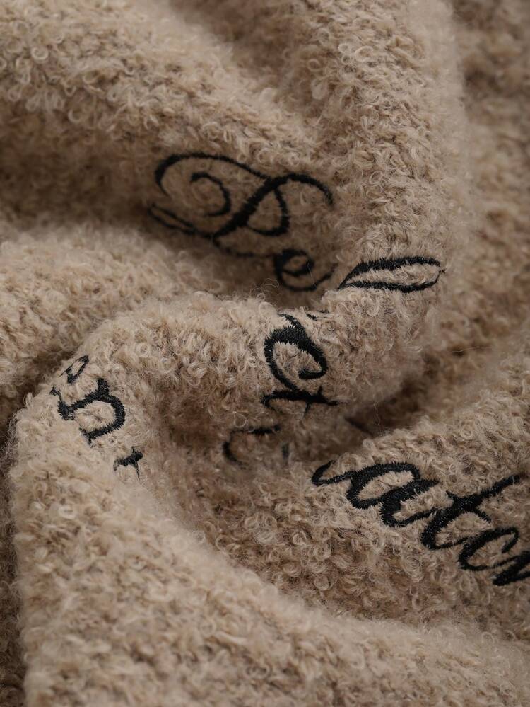 Letter Embroidery Loose Long Sleeve Stand Collar Long Cardigan For Women,Fall Women Clothes Women Sweater
