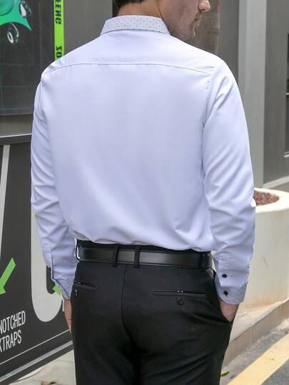 Hombres Camisa ribete en contraste con botón