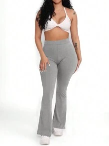 INAWLY Women's Solid Color Ruched Flared Casual Pants
