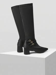 MOTF PREMIUM GIÀY CHUNKY GÓT NHỎ ĐÀN HỒI CAO CẤP CHO NỮ, THỜI TRANG - màu đen - Xem 8