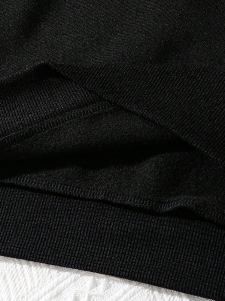 Flirla 플러스 사이즈 여성용 솔리드 라운드 넥 보온 안감 스웨트셔츠, 겨울, 졸업, 여성 교사용, 개학 풀오버 가을 - 블랙 - 보기 4