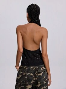 SHEIN Coolane 女士秋冬Y2K针织吊带背心 - 黑色 - 查看 3