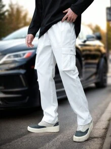 Manfinity Homme Men Flap Pocket Side Cargo Trousers - White - View 6
