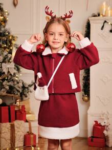 Bộ 2 áo khoác ngắn bồng bềnh phối màu thời trang cho bé gái, thanh lịch, thích hợp làm quà tặng sinh nhật, quà tặng giáng sinh, tiệc tùng, trang phục thường ngày, phù hợp cho mùa hè, mùa thu và mùa xuân - Nhiều màu - Xem 8