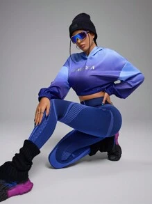 Innovista Moletons esportivos casuais com estampa ombré azul feminino, moletom leve, moletons de outono, moletom curto, ao ar livre, moletom curto, acampamento ao ar livre, tops femininos de treino, roupa feminina de outono e inverno, manga comprida azul
