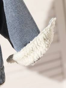 Veste en jeans doublée de polaire pour jeune garçon, manteau d'hiver avec col en sherpa chaud