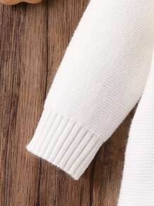Pasgeboren babymeisjes romperset, modieuze eenvoudige lettergeborduurde trui met lange mouwen en lange broek, zachte gebreide jumpsuit