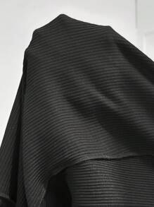 Robe de fête élégante pour jeunes filles avec col châle, manches gigot, panneaux tricotés et garniture moelleuse, pour Noël - Noir - Voir 8