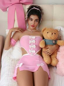 SHEIN 5 件套可爱蝴蝶结设计性感内衣套装