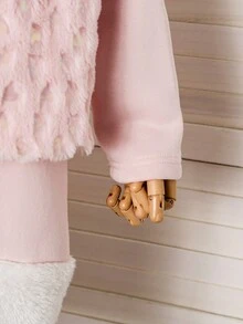 SHEIN 2 pièces/Ensemble Veste à capuche zippée avec imprimé cœur mignon pour filles et robe longue en patchwork doux - Rose bonbon - Voir 3