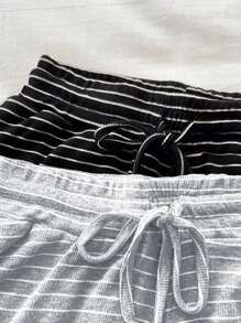 Attitoon 2 件女士舒适条纹短裤，夏季 - 彩色 - 查看 4