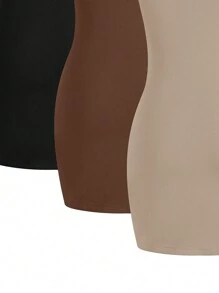 SHEIN Unity 女士纯色开衩下摆修身抹胸连衣裙迷你短款女装 - 彩色 - 查看 5