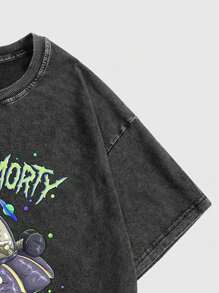 ROMWE MEN Rick and Morty | ROMWE Men Tie Dye Cartoon & Letter Graphic Tee, School