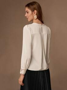 MOTF PREMIUM 纯色镂空纽扣后背衬衫 - 白色 - 查看 8