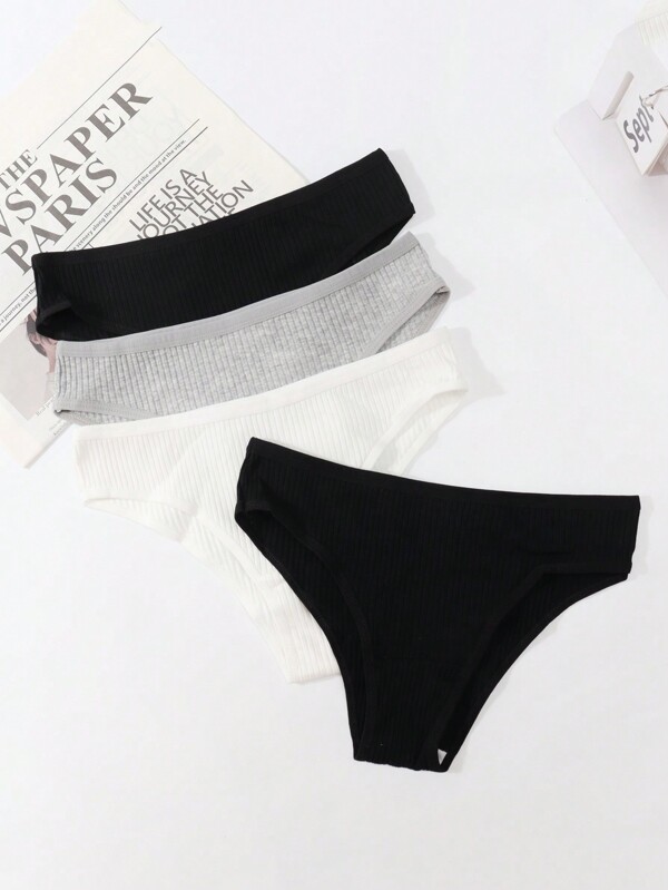 SHEIN Explorewe 4 peças/conjunto de calcinhas básicas de algodão de cor sólida minimalistas para meninas adolescentes, confortáveis