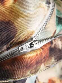 Manfinity Roughcore Men Graphic Print Fashion Jeans For Dailywear, Graphic Long Washed Cargo Jeans, For Husband, Boyfriend Gifts - Multicolor - View 7