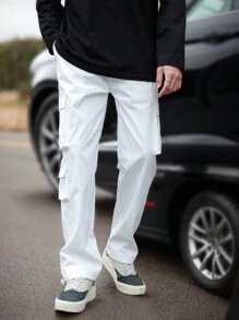 Manfinity Homme Men Flap Pocket Side Cargo Trousers - White - View 7