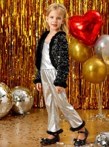 SHEIN 4 件套年轻女孩时尚优雅闪光毛绒保暖柔软贝雷帽，适合派对、节日、圣诞节、新年、生日活动、日常穿着 - 彩色 - 查看 12