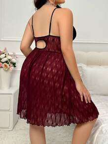 Camisón de malla sexy de talla grande con decoración de moño