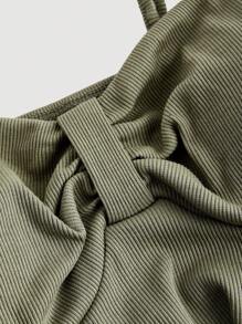 SHEIN MOD Canotta senza maniche con fiocco e orlo arricciato, verde militare, taglie forti - Verde militare - Visualizzare 4